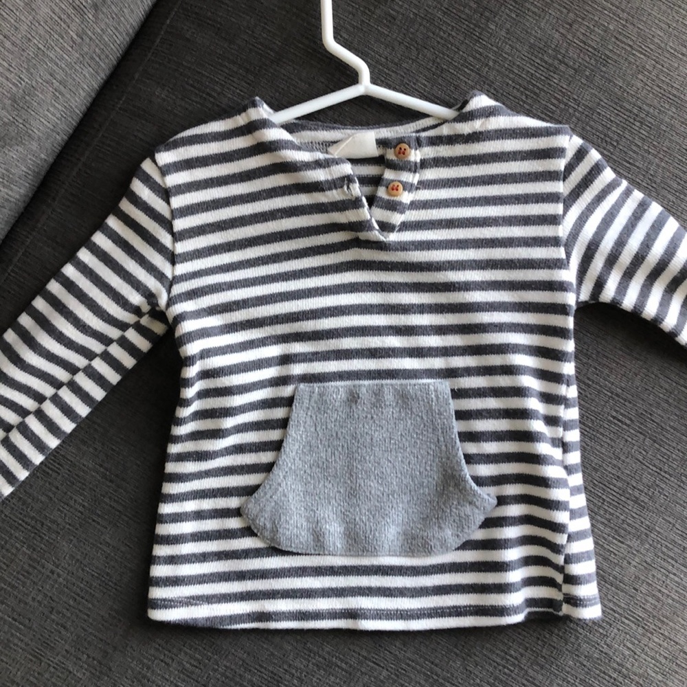 Grey and white stripe sweater